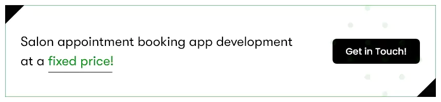 The image says salon appointment booking app development at a fixed price. Clicking on this image will take you to our contact us page.